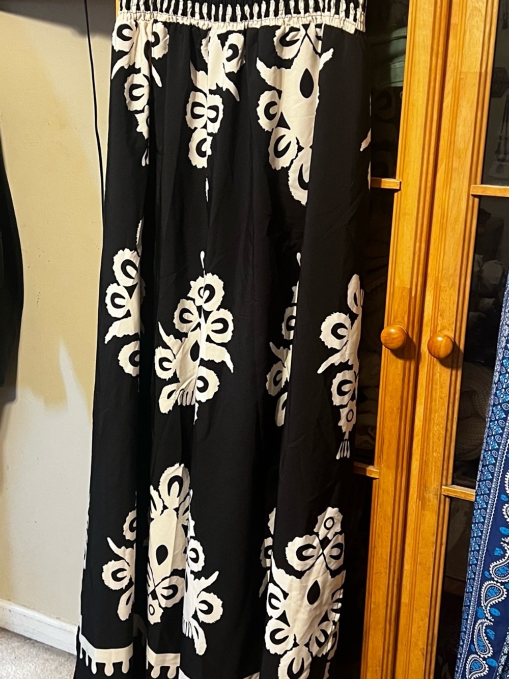 Black romper with White Floral Print and side slits